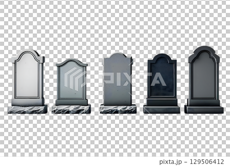 白バックに無記名の墓石のセット 129506412