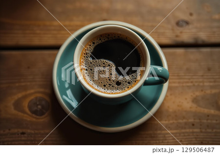 Glass mug coffee on dark background, drink for restaurant menu. AI Generative 129506487