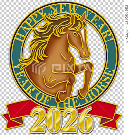 Horse illustration_Year of the Horse_Year of the Horse_New Year's card_Year of the Horse illustration_Brown horse_2026 129506602