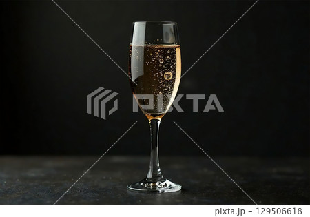 Glass of champagne on dark background. Drink photo bar restaurant. AI Generative Glass of champagne on dark background. Drink photo bar restaurant. AI Generative 129506618