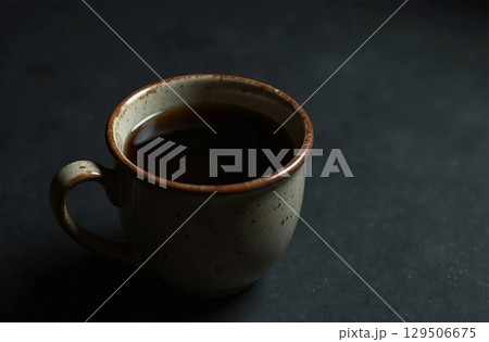 Glass mug tea on dark background, drink for restaurant menu. AI Generative 129506675
