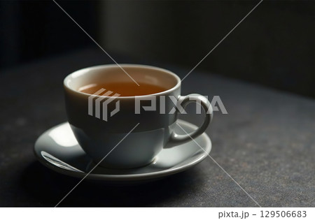 Glass mug tea on dark background, drink for restaurant menu. AI Generative 129506683