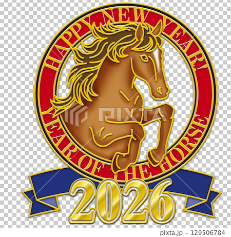 Horse illustration_Year of the Horse_Year of the Horse_New Year's card_Year of the Horse illustration_Brown horse_2026 129506784