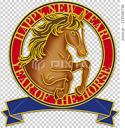 馬のイラスト_午年_ウマ年_午年の年賀状_午年のイラスト_茶色の馬 馬のイラスト_午年_ウマ年_午年の年賀状_午年のイラスト_茶色の馬 129506786