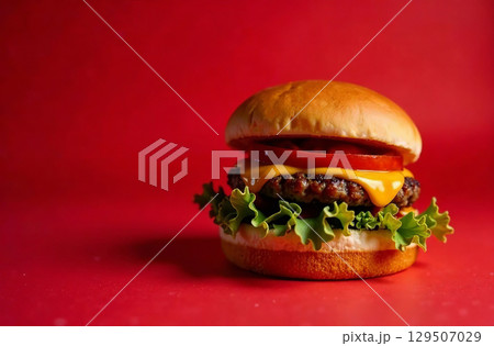 Juicy burger patty on isolated background Food for Restaurant Menu AI Generative Juicy burger patty on isolated background Food for Restaurant Menu AI Generative 129507029
