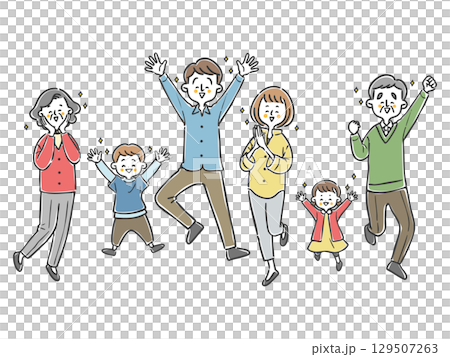 Happy family three generations whole body vector Happy family three generations whole body vector 129507263