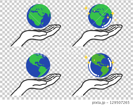 一手拿著地球儀（美洲和非洲）的插圖向量 129507265