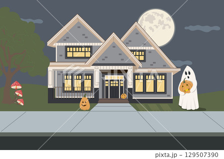 Horizontal vector illustration for Halloween.  129507390
