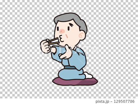 時そばで蕎麦を啜る落語家 129507786