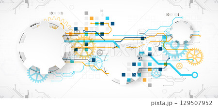 Abstract technology background. Cogwheels theme. Vector illustration 129507952