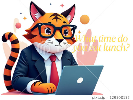 猫ちゃん仕事後のランチ何食べるか？？ポストカード 129508155