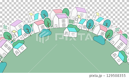 城市景觀插圖：雙重重疊版本 129508355