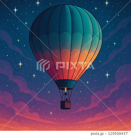 星空と熱気球のロマンチックな空の旅 129508437