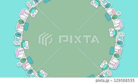 街並みのイラスト　中央に配置バージョン 129508535