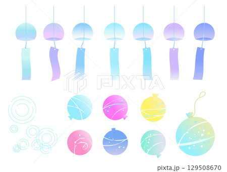 夏をイメージしたイラストセット　夏休み 129508670