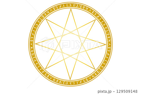 魔法陣、魔法使いのイメージ素材。金色グラデーション。 129509148