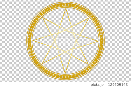 魔法陣、魔法使いのイメージ素材。金色グラデーション。 129509148
