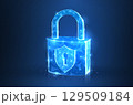 Digital lock. Secure data management, cyber risk policy, digital privacy technology 129509184