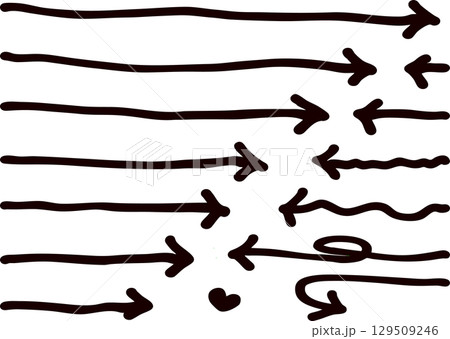 シンプルな手書きの手描き筆書きの手書き文字・マーカーで描いた矢印 129509246