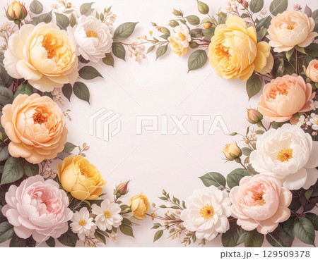 たくさんの薔薇の花の背景 129509378