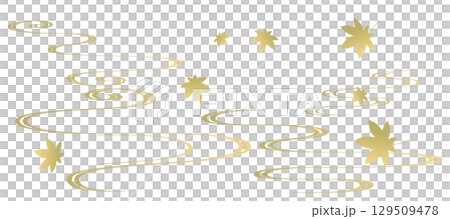 Golden flowing water ripples and autumn leaves frame illustration, Japanese style, ripples, auspicious pattern Golden flowing water ripples and autumn leaves frame illustration, Japanese style, ripples, auspicious pattern 129509478