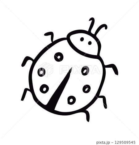Cute Hand-Drawn Ladybug Illustration in Simple Black Line Art Style 129509545