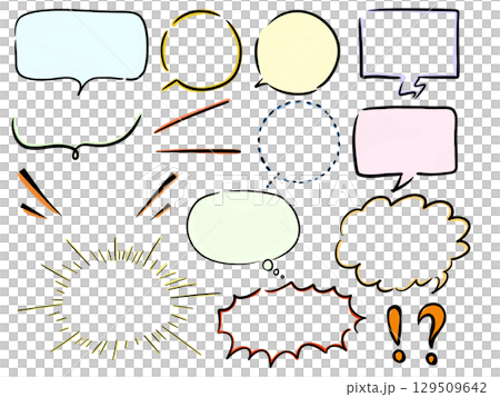 シンプルでおしゃれな吹き出しセット 129509642