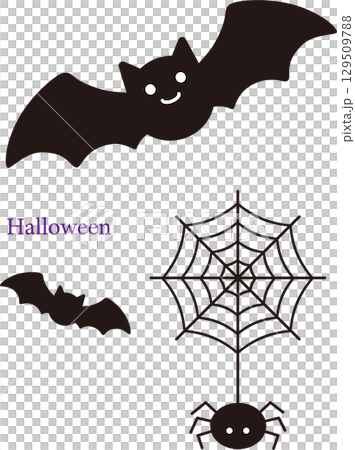 Bat and spider web vector illustration 129509788