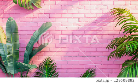 Pink brick wall backgroound 129509892