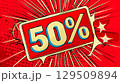 Text 50% OFF on red background 129509894