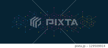 Abstract pattern with simple geometric figures and dots 129509914