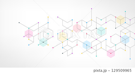 Abstract pattern with simple geometric figures and dots 129509965