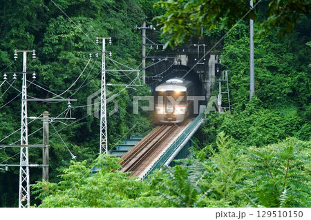 トンネルを抜ける、飯田線 特急伊那路 トンネルを抜ける、飯田線 特急伊那路 129510150
