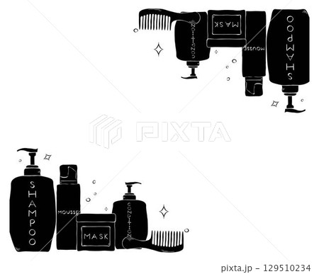 Salon composition Hair treatment rectangle frame. Vector graphic line ink template illustration. Place for your text, logo. Hand drawn fashion elements for package, cosmetic, textile, cards. Salon composition Hair treatment rectangle frame. Vector graphic line ink template illustration. Place for your text, logo. Hand drawn fashion elements for package, cosmetic, textile, cards. 129510234