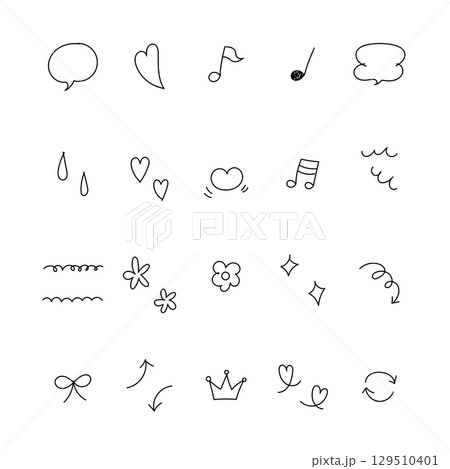 シンプルな手描き感情のセット	 129510401