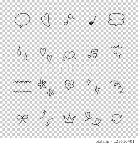 シンプルな手描き感情のセット	 129510401