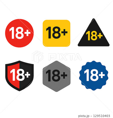 多彩な形状デザインの18歳以上制限アイコンセット 129510403