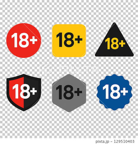 多彩な形状デザインの18歳以上制限アイコンセット 129510403