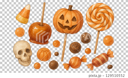 萬聖節南瓜和大南瓜插圖 萬聖節南瓜和大南瓜插圖 129510552