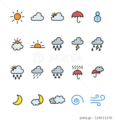 かわいい天気のイラスト素材集 かわいい天気のイラスト素材集 129511270