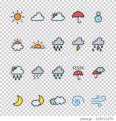 かわいい天気のイラスト素材集 かわいい天気のイラスト素材集 129511270