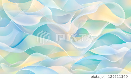 Abstract fluid waves in pastel colors, suitable for background use 129511349