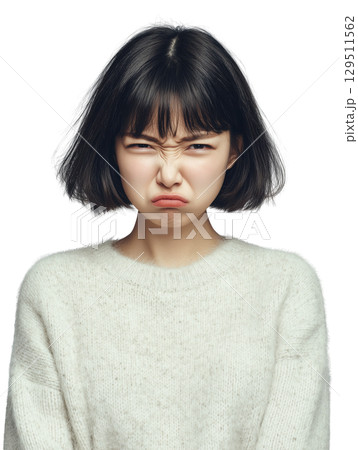 めっちゃ怒ってる若い日本女性 めっちゃ怒ってる若い日本女性 129511562