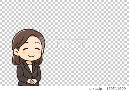 資深女員工面帶善意微笑傾聽談話的插圖 129511609