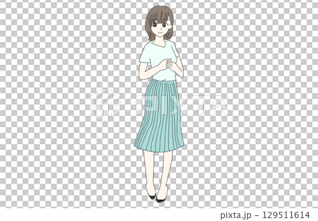 穿著夏裝的微笑女人的插圖 129511614