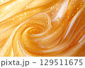 Golden shimmering texture swirling gracefully in a mesmerizing pattern, reflecting light with enchanting sparkles, creating an alluring visual effect 129511675