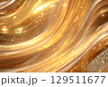 Golden shimmering texture flows gracefully, creating a captivating visual display of light and depth, reflecting elegance and luxury in a vibrant and dynamic composition 129511677