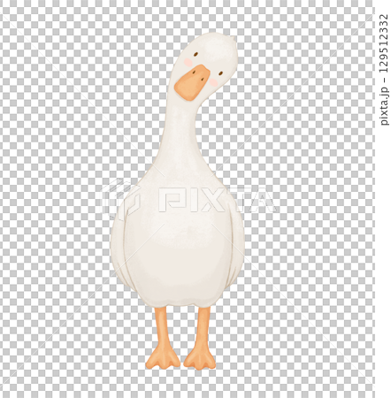 Watercolor cute baby goose. Funny animal isolated on white background for childish book Watercolor cute baby goose. Funny animal isolated on white background for childish book 129512332