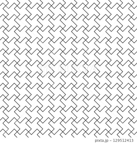 Seamless geometric ornament . Black color thin lines . 129512413