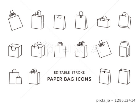 いろんな紙袋のアイコンセット 129512414